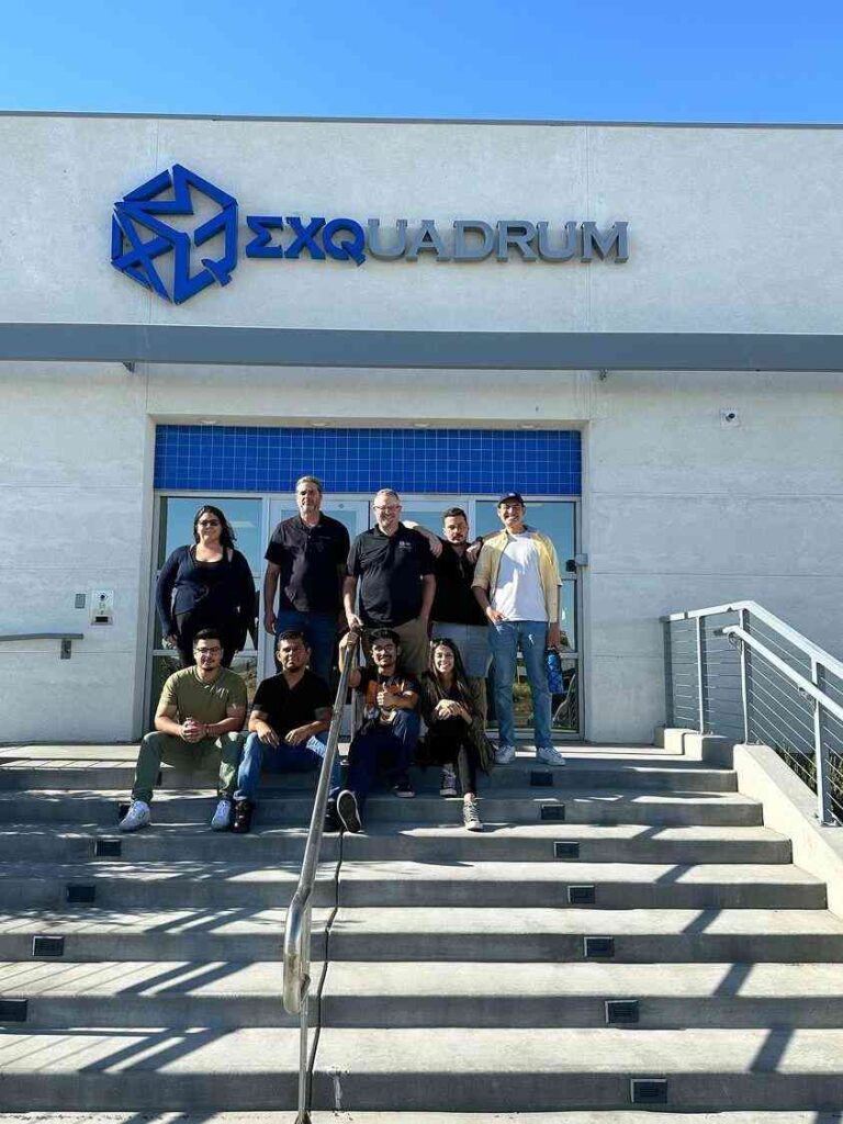 Team photo at the steps of the Exquadrum Facility in Temecula, after finishing our Lab View work.